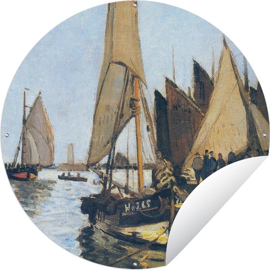 Tuincirkel Zeilboten bij Honfleur - Claude Monet - 120x120 cm - Ronde Tuinposter - Buiten XXL / Groot formaat!