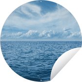 Tuincirkel Uitzicht over de blauwe golven op zee - 120x120 cm - Ronde Tuinposter - Buiten XXL / Groot formaat!