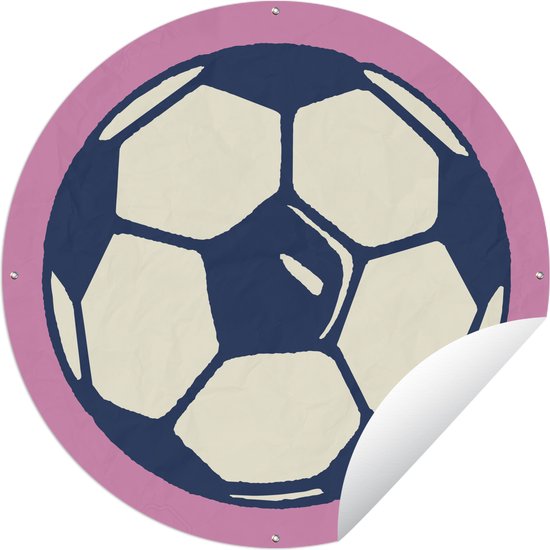 Tuincirkel Een illustratie van een voetbal op een roze achtergrond - Jongetjes - Meisjes - Kids - 60x60 cm - Ronde Tuinposter - Buiten
