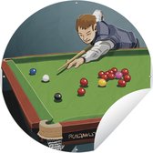 Tuincirkel Een illustratie van een man die aan het poolen is - 90x90 cm - Ronde Tuinposter - Buiten