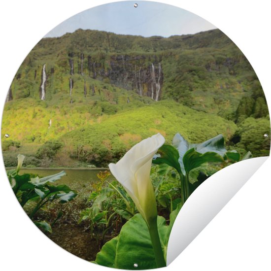 Tuincirkel Azoren - Natuur - Lelie - 60x60 cm - Ronde Tuinposter - Buiten