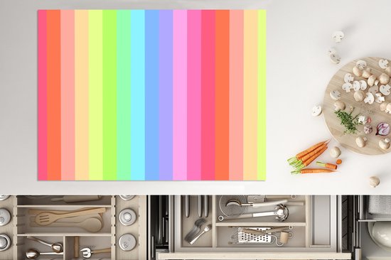 KitchenYeah® Inductie beschermer 77x59 cm - Regenboog - Patronen - Pastel - Kookplaataccessoires - Afdekplaat voor kookplaat - Inductiebeschermer - Inductiemat - Inductieplaat mat
