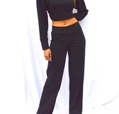 Dames broek - Zwart - Flared - stretch - hoge taille - XL - BY MAMBOO