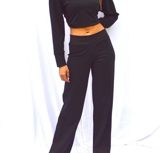 Pantalon femme - Zwart - Évasé - stretch - taille haute - XL - BY MAMBOO