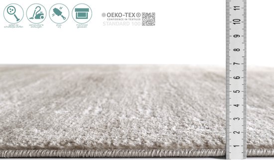 Tapis Salon à Poils Courts Crème Rond 155 cm, Tapis Chambre Moderne, Tapis de Sol Super Doux