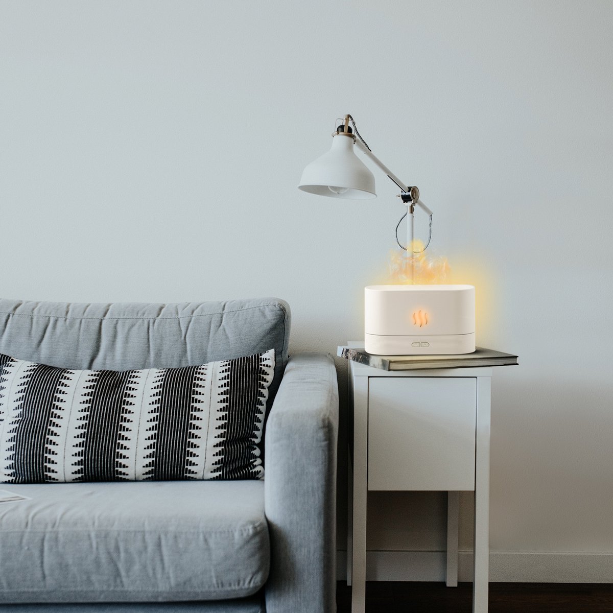 Vlammen Aroma diffuser, 150 ml etherische oliën, diffuser met 3 timers en 7 kleuren licht, waterloze uitschakeling, luchtbevochtiger geurolie diffuser, geurlamp voor kinderen, thuis, kantoor