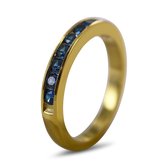 Silventi 9SIL-22102 Zilveren Ring met Zirkonia - Dames - 9 Zirkonia Steentjes - 3 mm - Blauw - Maat 56 - 3,5 mm Breed - Zilver - Gold Plated(Verguld/Goud op Zilver)