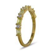 Silventi 9SIL-22301 Zilveren Ring met Zirkonia - Dames - Zirkonia - Rond - Wit - 2 mm - Baquette - Geel - 2 x 3,5 mm - Maat 54 - Zilver - Gold Plated (Verguld/Goud op Zilver)