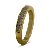 Silventi 9SIL-22096 Zilveren Ring met Zirkonia - Dames - 9 Zirkonia Steentjes - 3 mm - Maat 56 - 3,5 mm Breed - Zilver - Gold Plated(Verguld/Goud op Zilver)