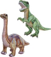 Speelgoed set van 2x pluche dino knuffels T-Rex en Apatosaurus van ongeveer 30 cm