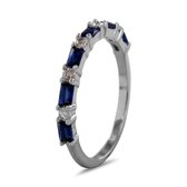Silventi 9SIL-22311 Ring en argent avec zircone - Femme - Zircone - Rond - Wit - 2 mm - Baquette - Blauw foncé - 2 x 3,5 mm - Taille 54 - Rhodium - Argent