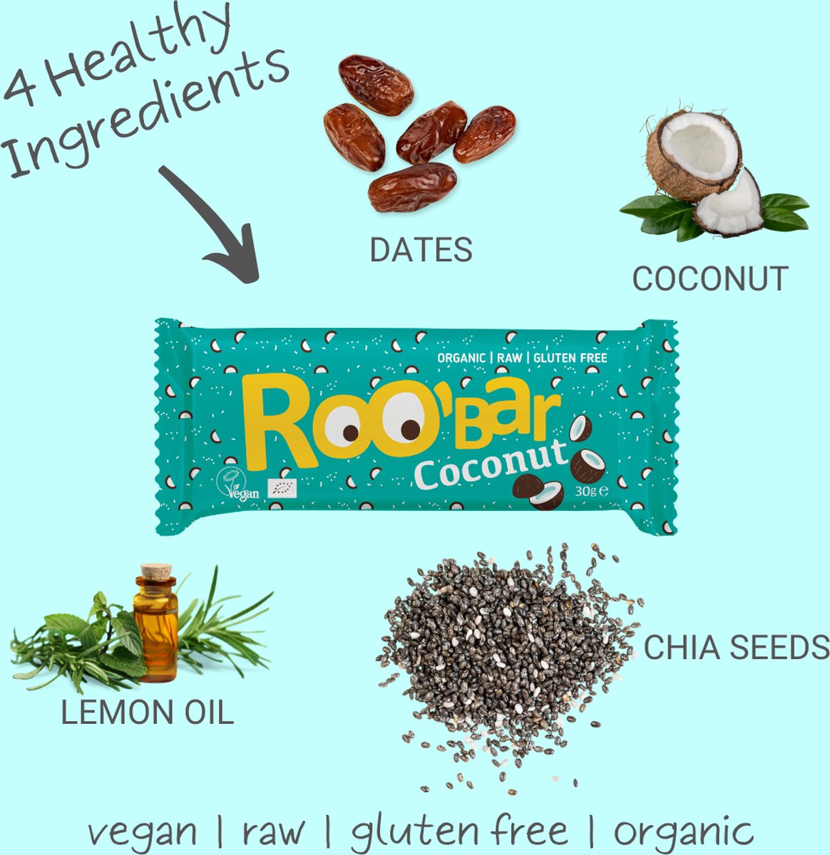 Roo'Bar | Superfoods | Chia & Coconut | Box 20 stuks