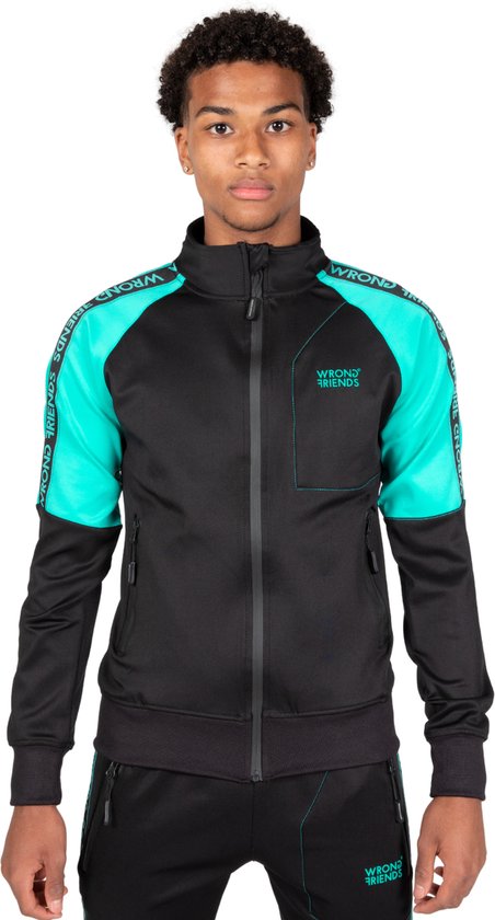 WRONG FRIENDS - LYON TRACK JACKET - BLACK/TURQUOISE