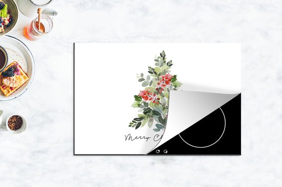 KitchenYeah® Inductie beschermer 81x52 cm - Kerstboom - Waterverf - Quote - Kookplaataccessoires - Afdekplaat voor kookplaat - Inductiebeschermer - Inductiemat - Inductieplaat mat