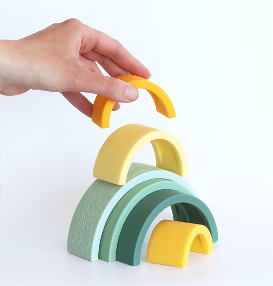 Siliconen regenboog stapelspeelgoed: sage - A Little Lovely Company van Merkloos — afbeelding 4