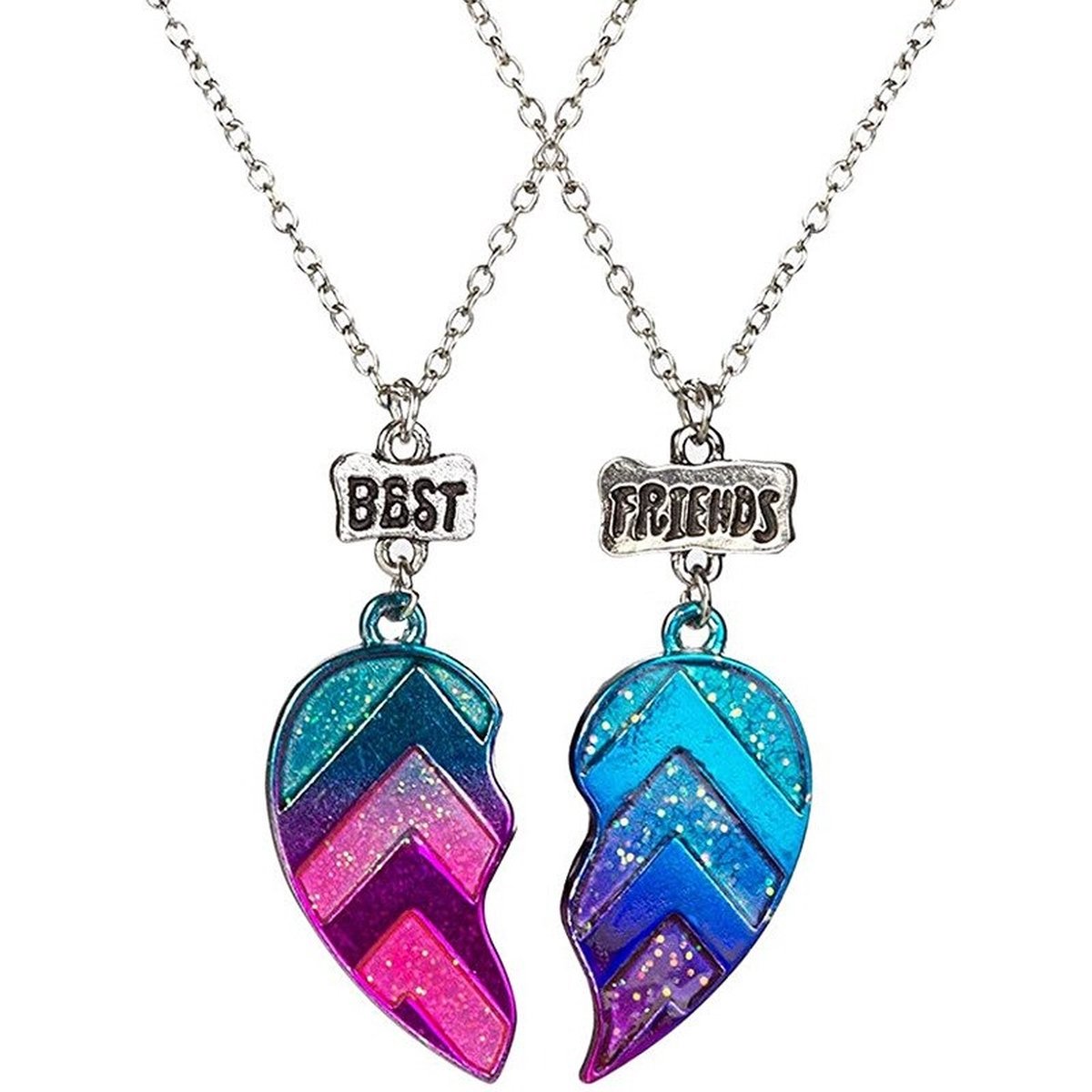 Kasey Vriendschapsketting BFF ketting voor 2 Gekleurd Hart Met
