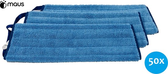 MAUS 50 Pièces Vadrouille Plate Microfibre 45 cm - Vadrouille Premium - Pack Économique - Velcro Velcro - Sols Propres Garantis