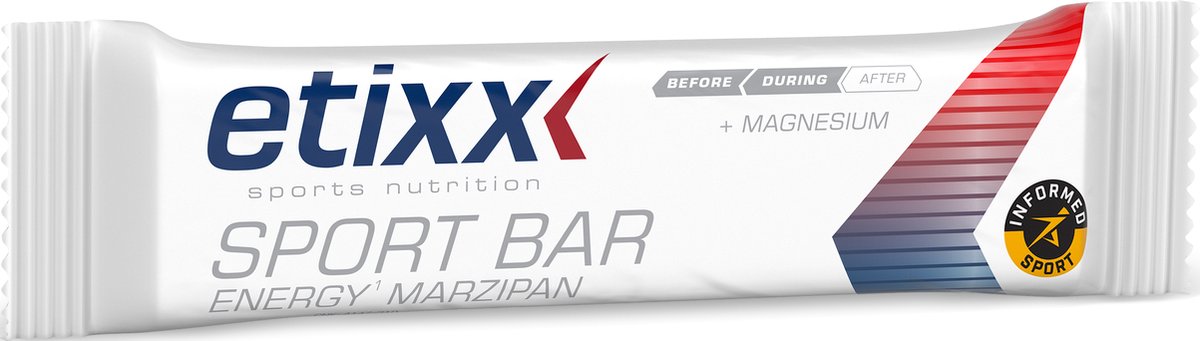 Goedkoopste Etixx Energy Marzipan Sport Bar - Sports Nutrition - Sport Reep - 12X50 gram - Koolhydraatrijk - Bevat Magnesium - 40 Amandelen - 31G Koolhydraten