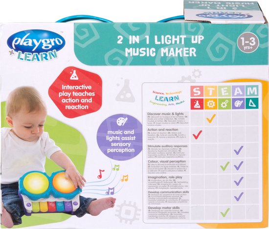 Playgro 2 in 1 Muziekmaker met geluid en licht - Djembee - muziekinstrument van Playgro — afbeelding 2
