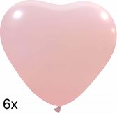 Hartjes ballonnen (licht)roze, 6 stuks, 25 cm