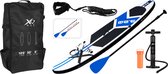XQMax SUP Board - Opblaasbaar Paddle Board - Complete Set R- Met Pomp / Draagtas / Verstelbare Peddel / Enkelkoord / Reparatiekit - Max. 150KG - 320x76cm - Blauw