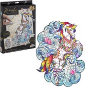 Houten puzzel Unicorn | unieke puzzelstukjes in vorm van fantasie thema | 130 puzzelstukjes | Puzzel voor kinderen en volwassenen | Formaat 30 X 22.5 CM | Cadeau voor jong en oud