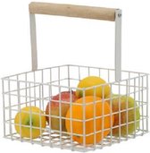 Fruitschaal/fruitmand klein staaldraad wit 18 x 18 x 21 cm - Keuken mandjes voor groente en fruit
