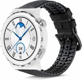 Bracelet en Cuir, Siliconen Smartwatch - Convient pour Huawei Watch GT 3 Pro 43mm silicone / bracelet en cuir - noir - 42mm - Strap-it Watchband / Wristband / Bracelet