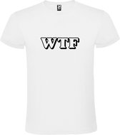 Wit T-shirt ‘WTF’ Zwart maat 4XL