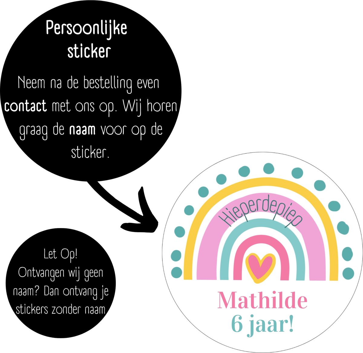 20 x Naam Verjaardag Stickers Leeftijd | Meisje Regenboog | Gepersonaliseerd Trakteren | Sluitstickers | Kinderfeest Traktatie — afbeelding 5