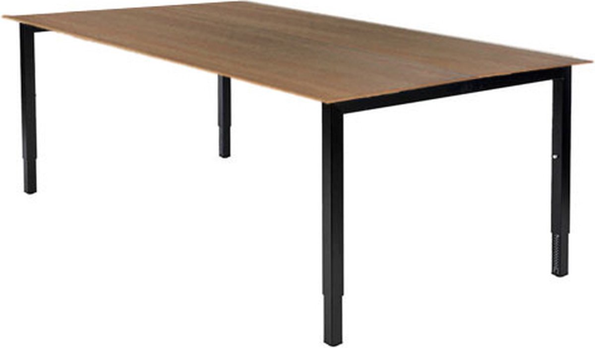 Fyra - Zit bureau - Slinger - 65-89 cm - 140x80 - Noten - Zwart frame