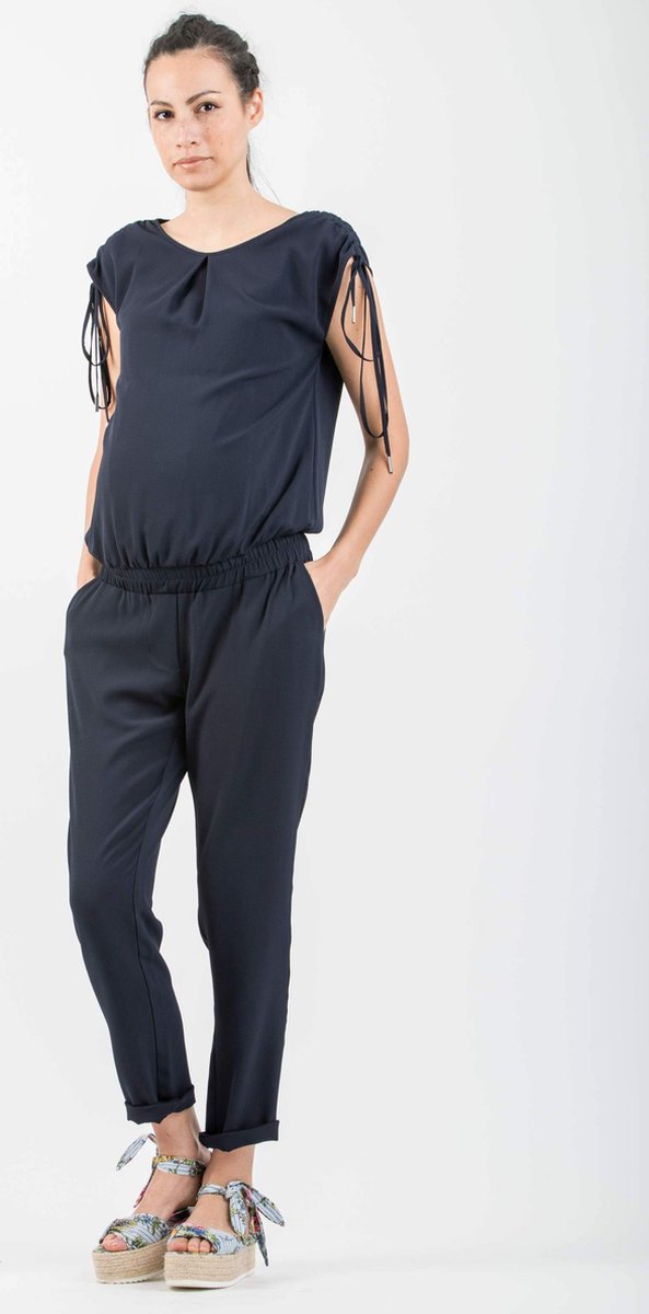 Zwangerschaps- en voedingsjumpsuit met rits, navy, maat L