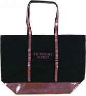 Victoria's Secret Bling Pink Sequin Sparkle Black Tote Bag
