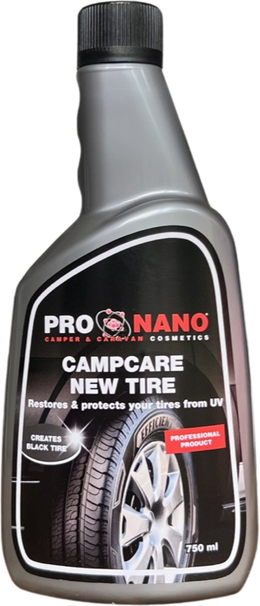ProNano | CampCare Camper- & Caravan reinigers | New Tire 750ml | Nano Technologie | Is een product speciaal ontwikkeld voor het herstellen en beschermen van de banden van campers en caravans |