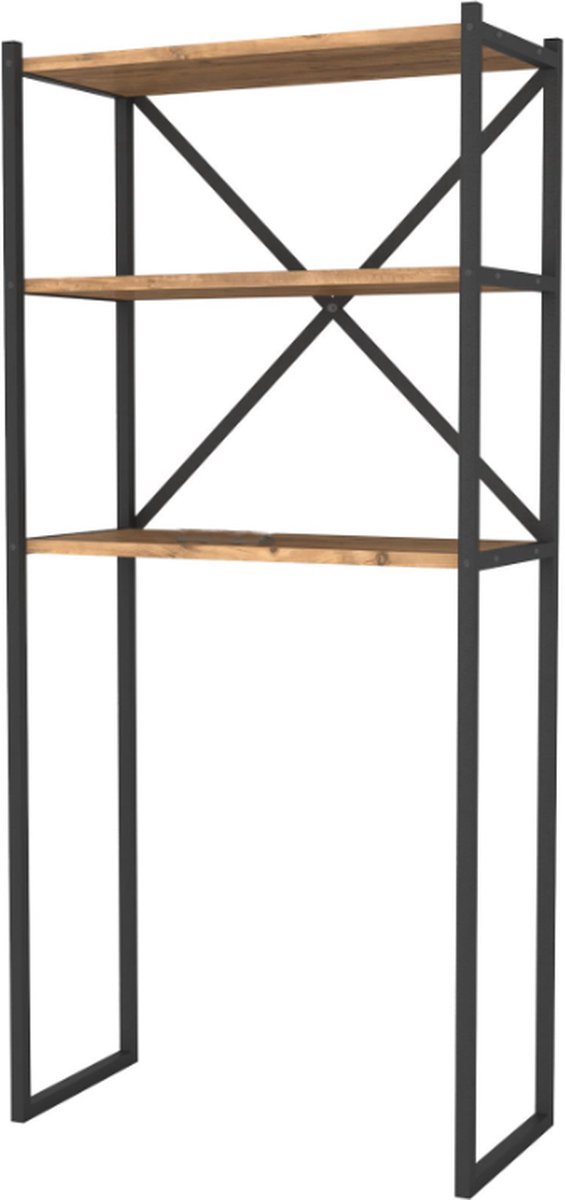 sapisecret Wasmachinerek zonder boren, 3 niveaus, wit, rek boven wasmachine (65 x 155 x 25 cm), stabiel metalen toiletrek, ruimtebesparend voor wasmachinekast en badkamer