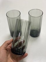 Pasabahce Leia – Zwarte Longdrinkglazen – Set van 3 – 310 ml