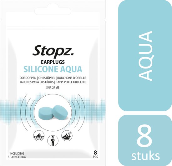 Stopz. Silicone Aqua zwem oordoppen - 8 stuks | Ideaal voor Zwemmen, Watersport, Douchen & Slapen | Past in alle oren | Herbruikbaar