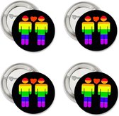 4 Buttons Rainbow Pride Man - button - gay - pride - rainbow - regenboog - liefde - love