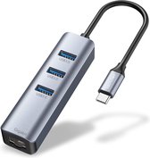 URGOODS - USB C naar Ethernet Adapter - USB C Hub - Netwerk Adapter - 3 Poorten - USB 3.0