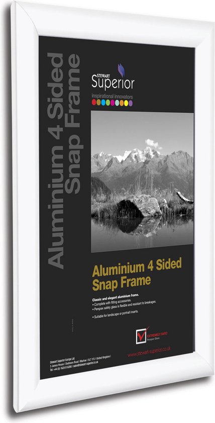 Seco kliklijst - A1 - wit aluminium - 25mm frame - anti-reflecterend PVC - SE-WHITEA1