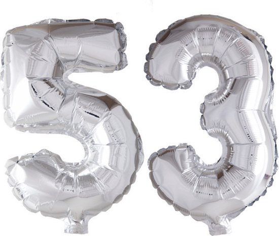 Folieballon 53 jaar Zilver 66cm
