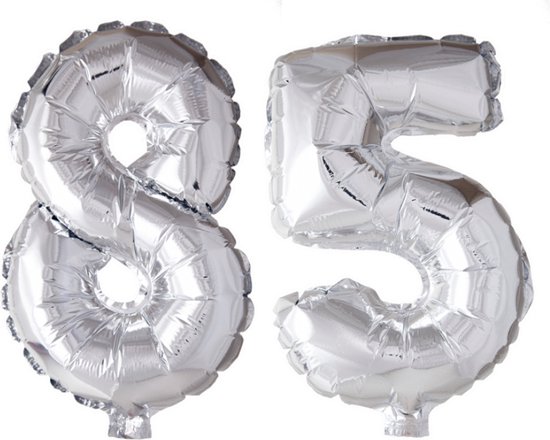 Folieballon 85 jaar Zilver 66cm