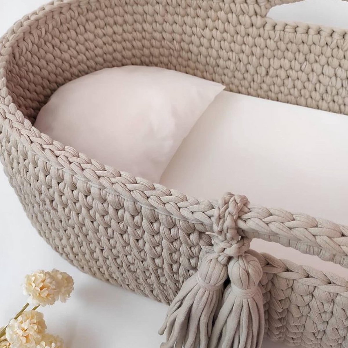 Panier à langer au crochet BabyRace - marron