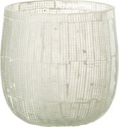 J-Line windlicht Mozaiek - glas - lichtgrijs - medium
