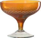 J-Line Voet Rond glas - drinkglas - oranje - 4 stuks - woonaccessoires