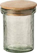 J-Line pot met deksel - glas/hout - transparant