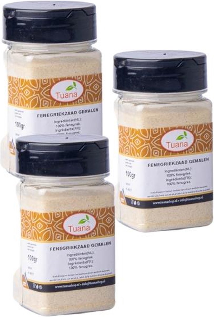 Goedkoopste Tuana Kruiden - Fenegriek Zaad Gemalen - 100 gram x 3 - Kruiden Specerijen