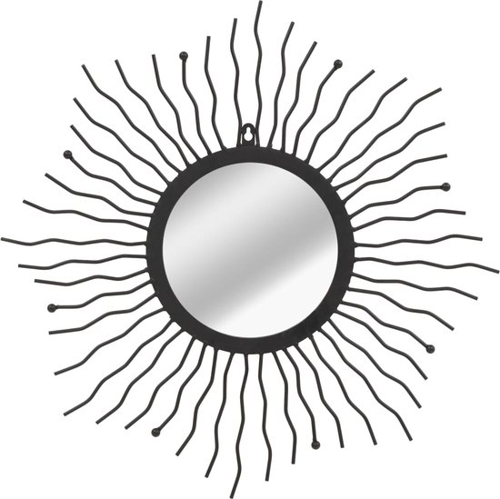 vidaXL - Wandspiegel - sunburst - 80 - cm - zwart