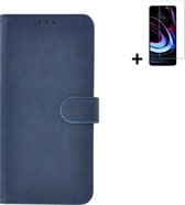 MoDo hoesje voor Motorola Moto G22 - Kunstleer Book Case - Blauw hoesje met screenprotector