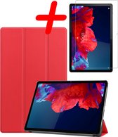 Hoesje Geschikt voor Lenovo Tab P11 Plus Hoes Case Tablet Hoesje Tri-fold Met Screenprotector - Hoes Geschikt voor Lenovo Tab P11 Plus Hoesje Hard Cover Bookcase Hoes - Rood